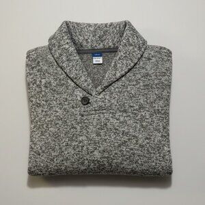 🏷️ Old Navy Youth L (10-12) Gray Heathered Shawl Collar Fleece Pullover Sweater